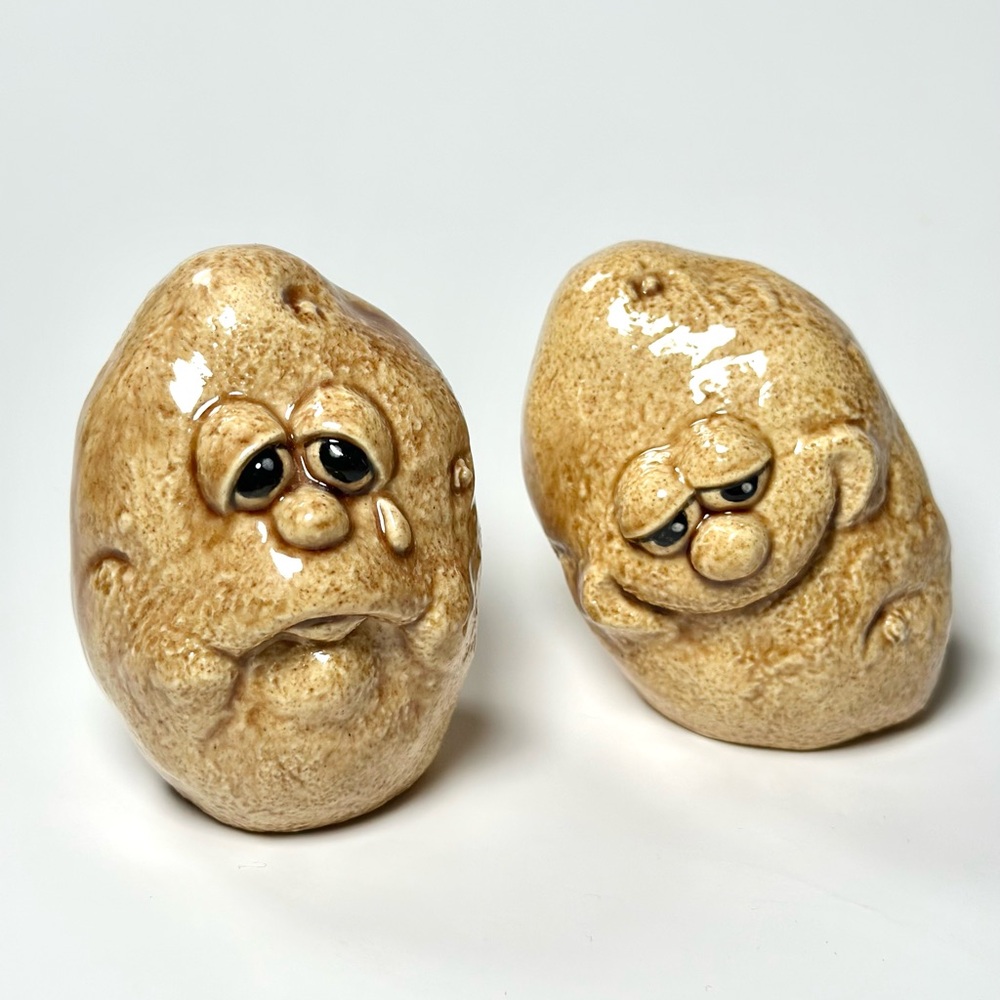 Vintage Spuds Potatoes, Funny Gift, Ceramic Knick Knack, 70s, Gag Gift
